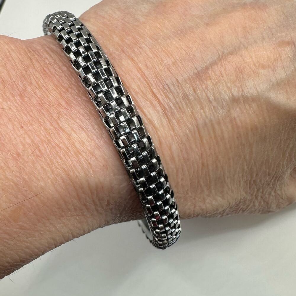 Unbranded Gunmetal Tone Mesh Bangle Bracelet Biker Goth Steampunk Punk